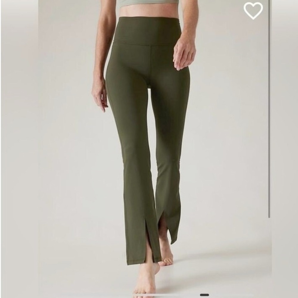 Athleta High Rise Elation Split Hem Tights Olive Green‎ Athletic Pants Size XS